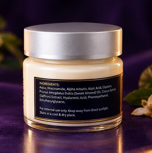 Back of the jar with the full ingredient list and storage directions